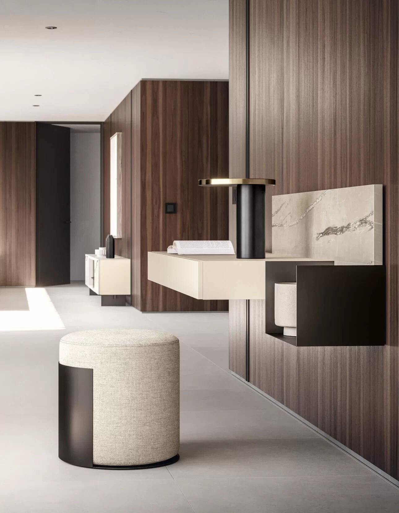 pouf per postazione trucco in camera da letto