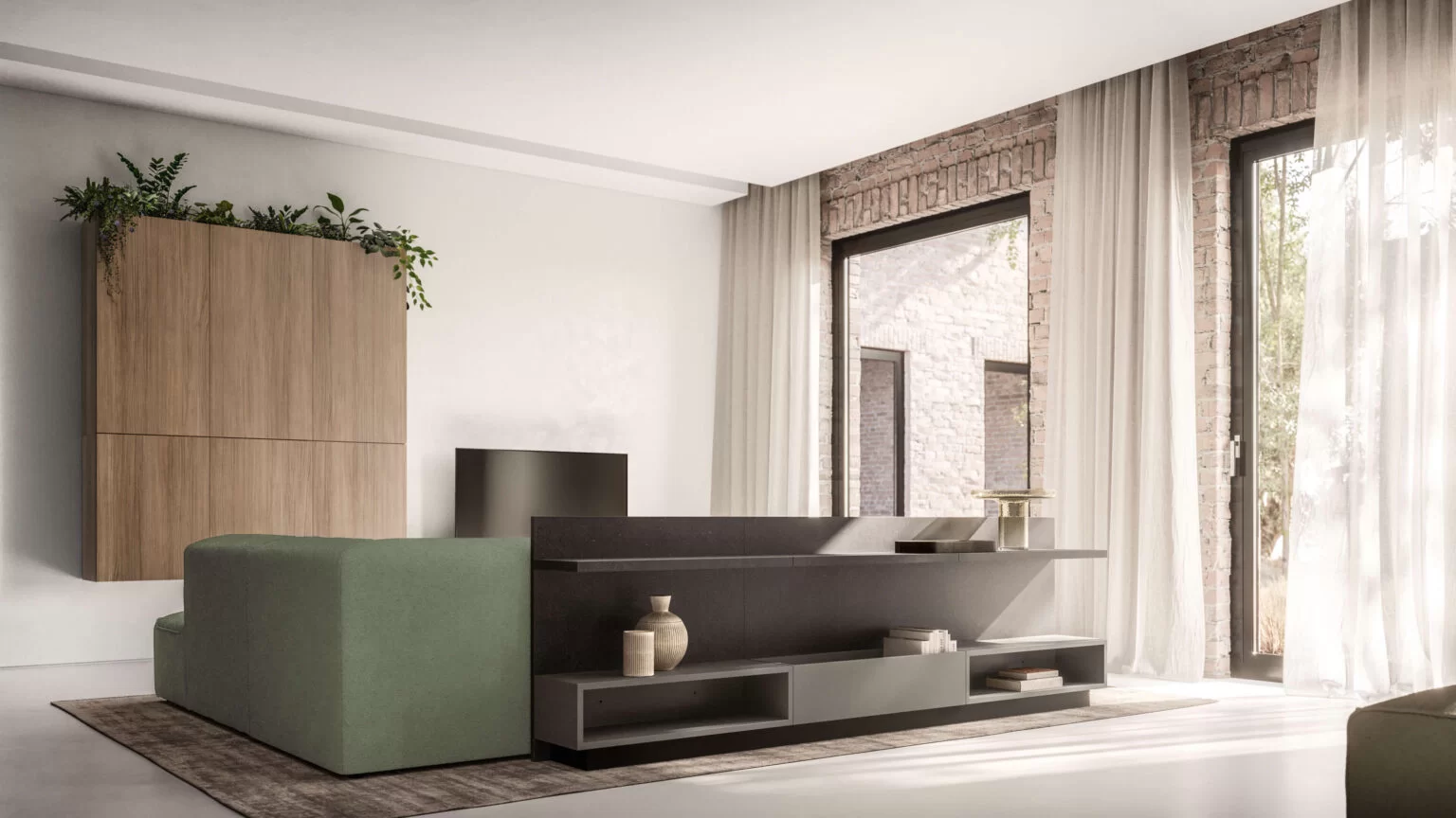 divano con schienale attrezzato per open space moderno