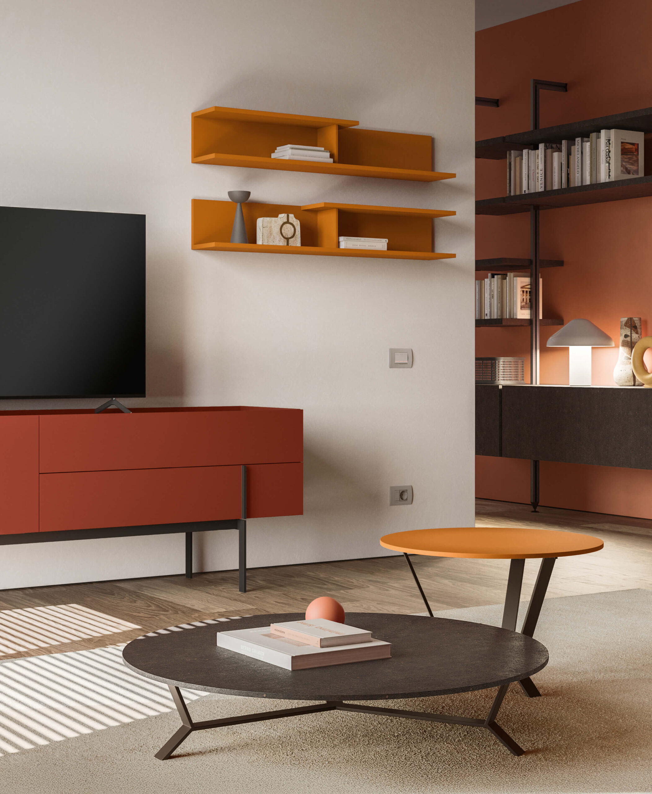 coppia di tavolini da salotto colorati