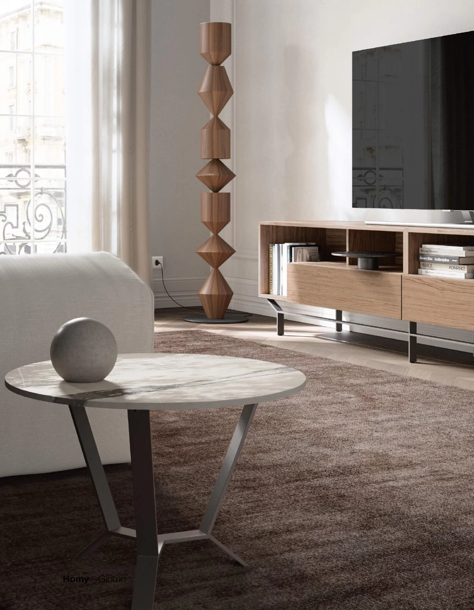 tavolino da salotto con piano effetto marmo