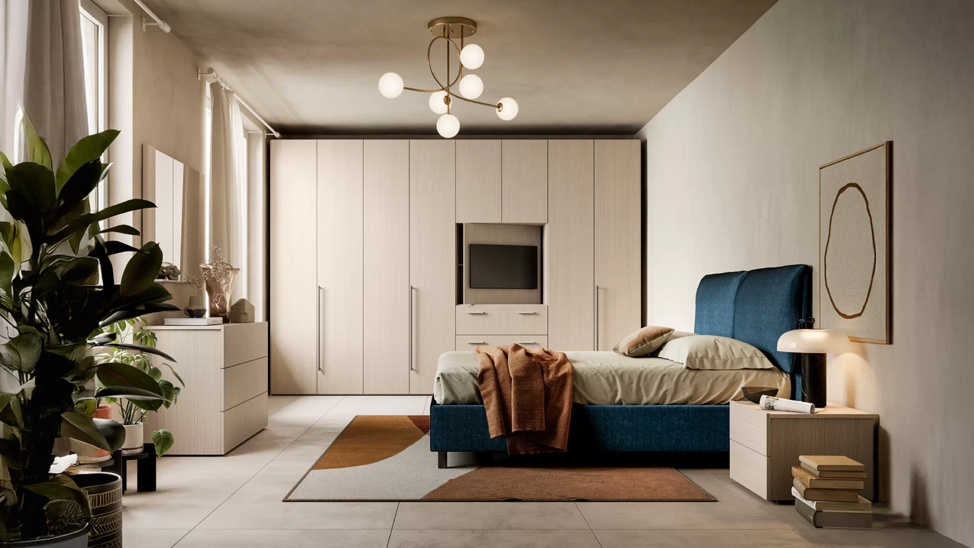 armadio multifunzione con anta porta tv per appartamento piccolo