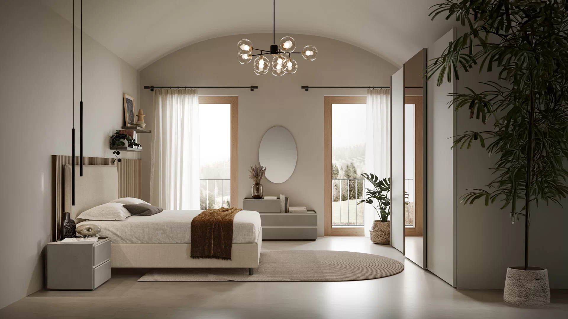 colori chiari e arredi minimali per mini appartamento