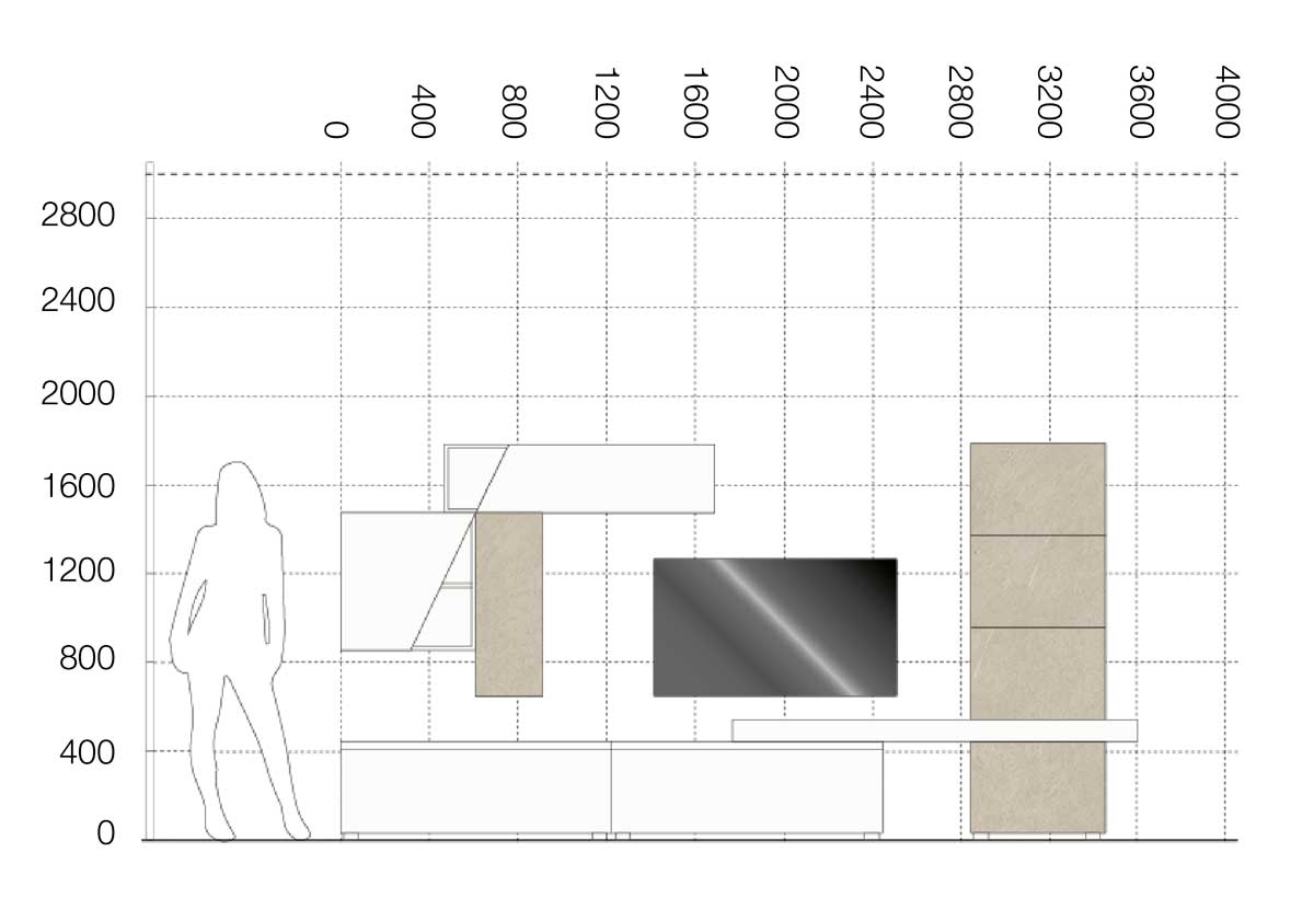 misure parete attrezzata zona giorno piccola