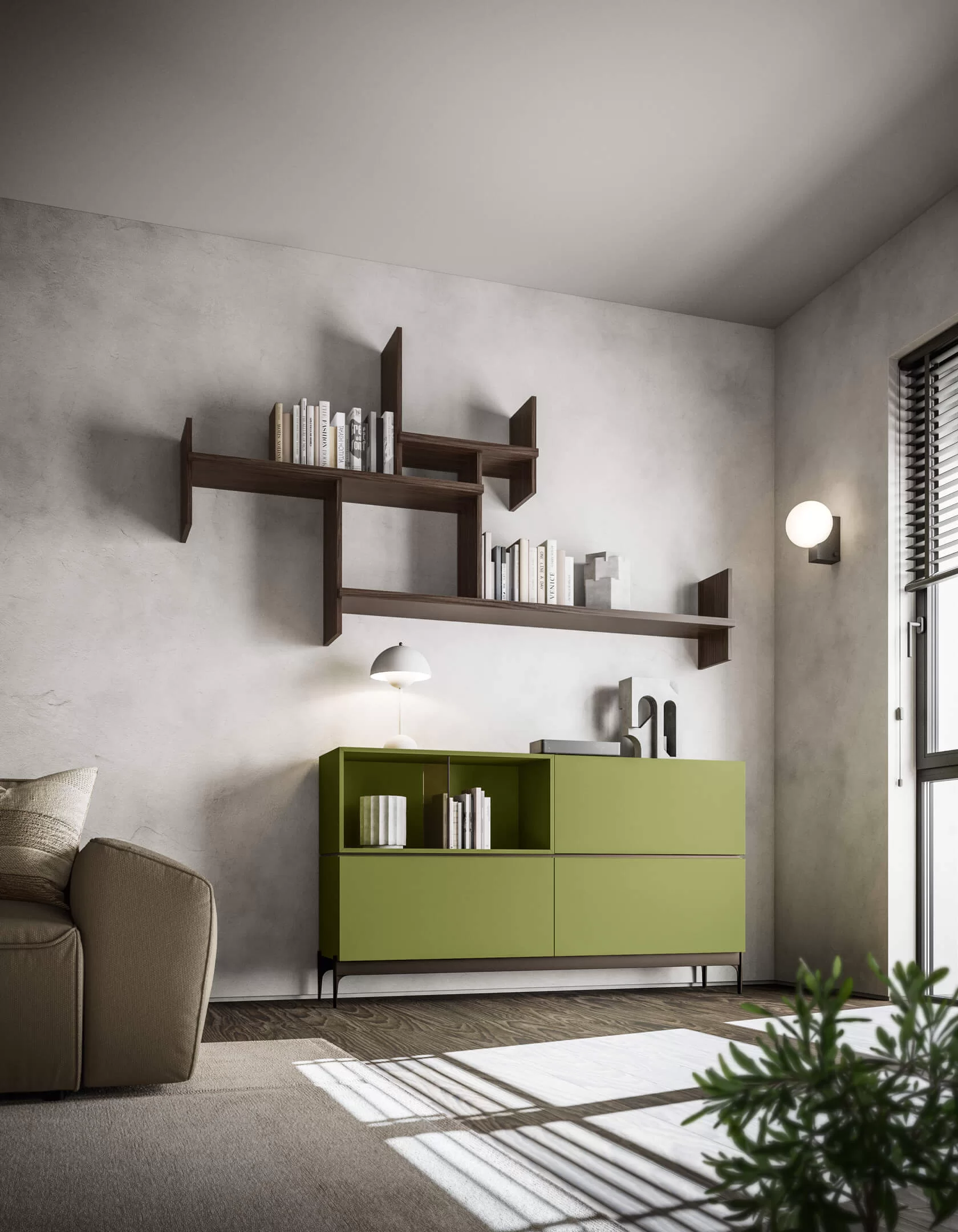 idea originale per arredare parete con le mensole