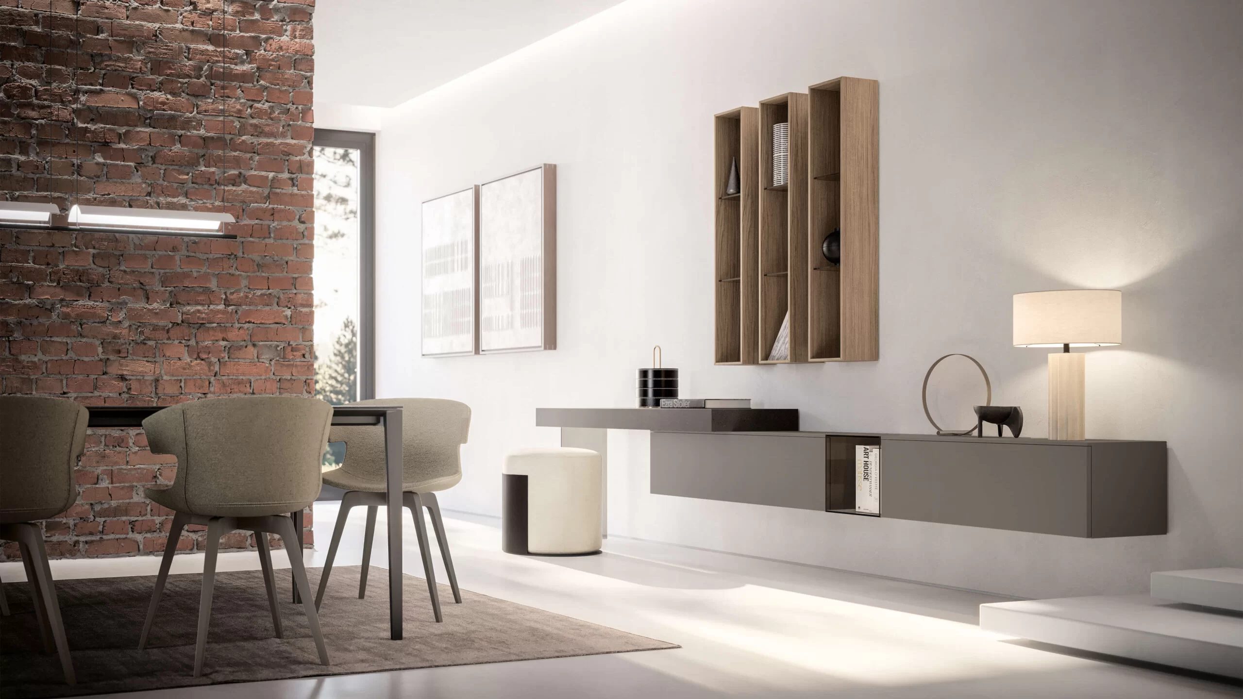 mensola per scrittoio in soggiorno