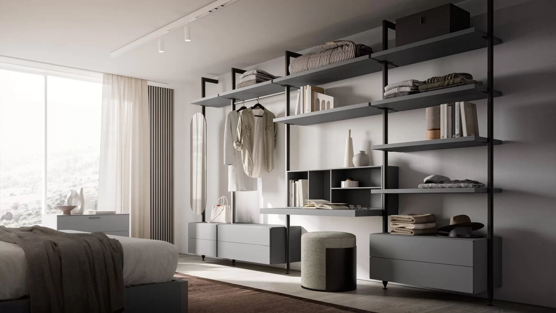 armadio con specchiera integrata