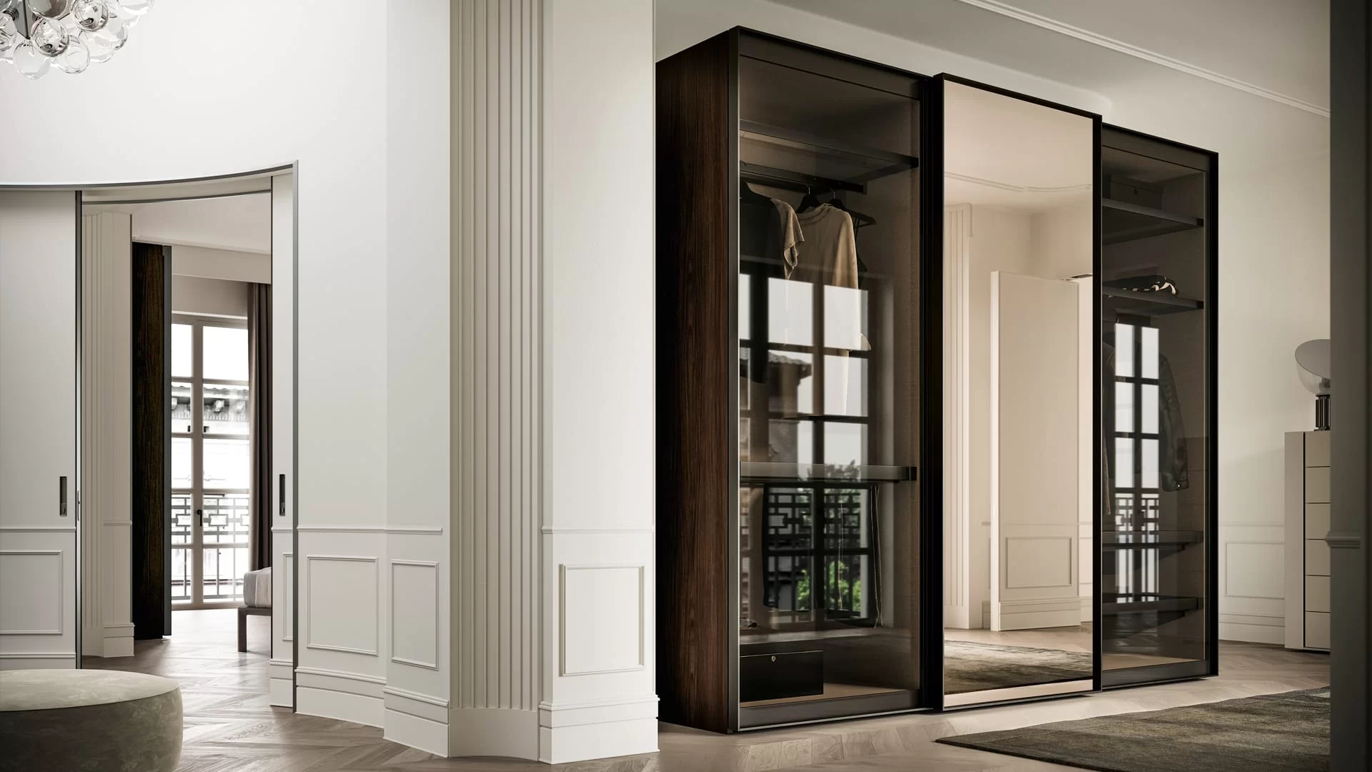 armadio scorrevole con anta specchio