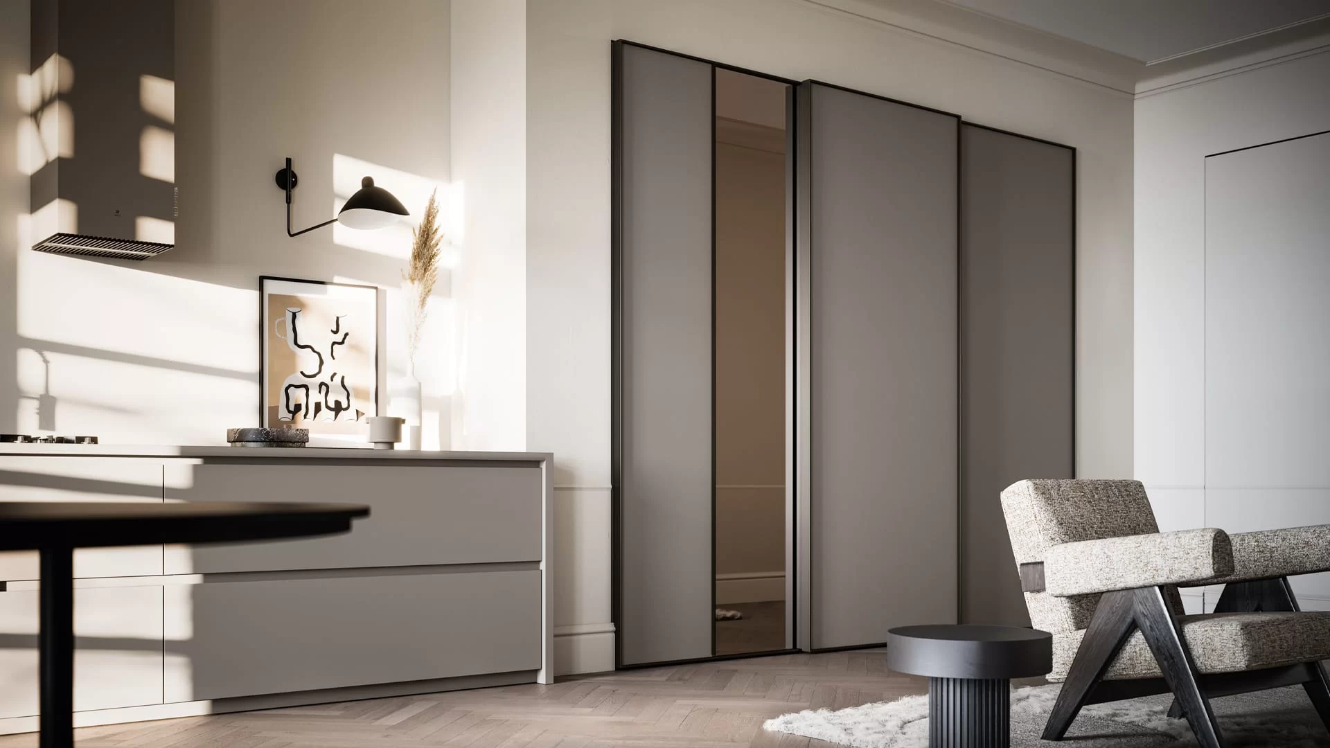 armadio scorrevole con specchio