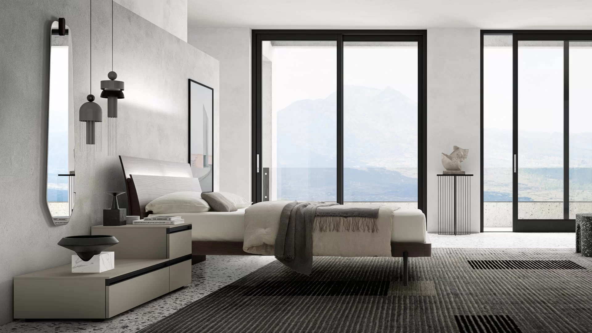 camera da letto con specchiera design originale