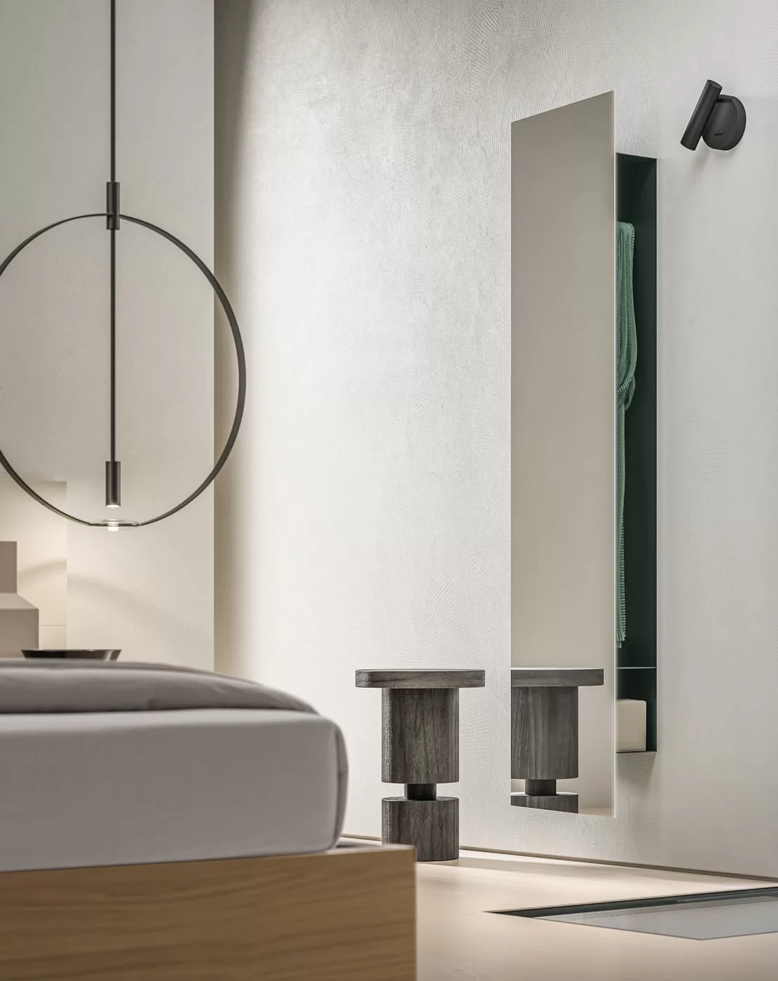 specchiera con appendiabiti salvaspazio per camera piccola