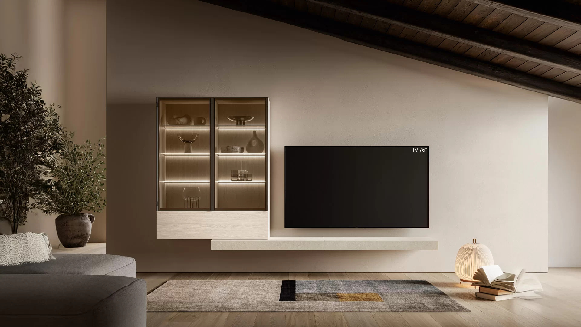 parete attrezzata soggiorno stile minimale