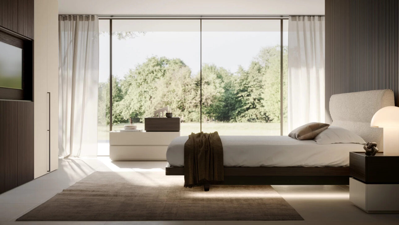 comodini como e armadio coordinato per camera da letto contemporanea